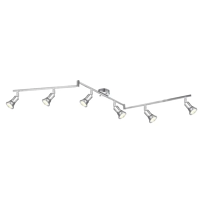 Globo LED-Deckenstrahler Dante - 1.450 x 85 x 175 mm - Silbernes Schienensystem mit 8 verstellbaren Strahlern zur flexiblen Deckenbeleuchtung.
