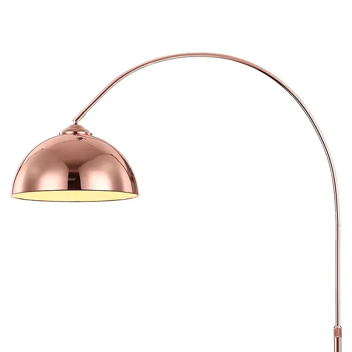 Globo Stehleuchte Newcastle - 40 W, Höhe: 1.960 mm, E27 - Roségoldene Bogen-Stehleuchte mit gewölbtem Schirm, der warmes Licht abgibt.