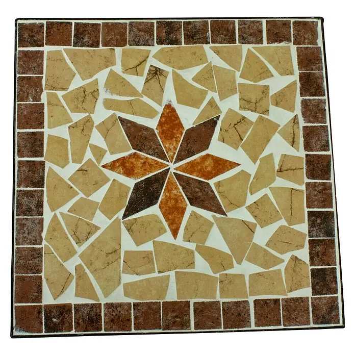 Garden Pleasure Garten-Beistelltisch Amarillo - L x B x H: 35 x 35 x 53 cm, Quadratisch, Schwarz/Gelb - Quadratische Mosaikplatte mit braunem und beigem Sternmuster.