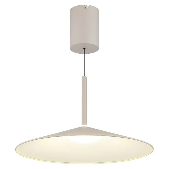Globo Pendelleuchte Lampone - Höhe: 1.500 mm - Moderne, helle Pendelleuchte mit zylindrischem Baldachin, schlanker Stange und breitem Scheibenschirm, die warmes Licht abstrahlt.