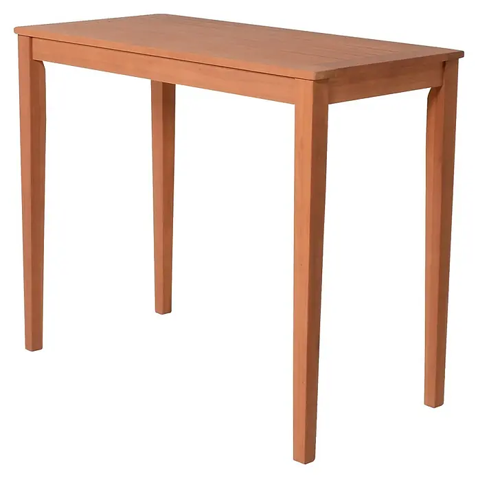 Garden Pleasure Gartenmöbel-Set Barset - 5 -tlg., Eukalyptusholz, Braun - Hoher rechteckiger Holztisch in Hellbraun, ideal für Esszimmer oder als Konsole.