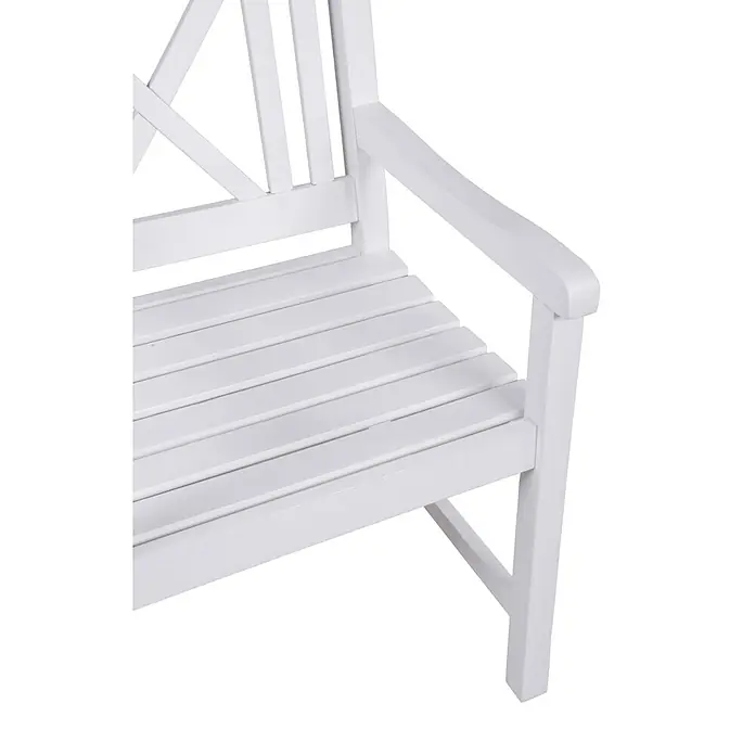 Garden Pleasure Gartenstuhl - Akazie, Weiß, B x T x H: 59 x 58 x 89 cm - Weiße Gartenbank aus Holz mit Lattenrostsitz und Rückenlehne mit X-Design.