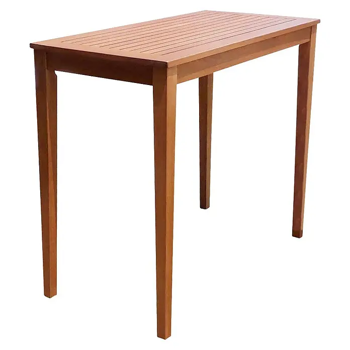 Garden Pleasure Gartenmöbel-Set Barset - 5 -tlg., Eukalyptusholz, Braun - Rechteckiger hellbrauner Bartisch aus Holz mit Lattenplatte.