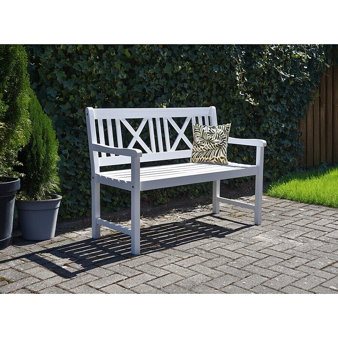 Garden Pleasure Gartenbank Malmö (B x T x H: 120 x 59 x 89 cm, Eukalyptus, Weiß, Max. Personenzahl: 2 Stk.) | BAUHAUS