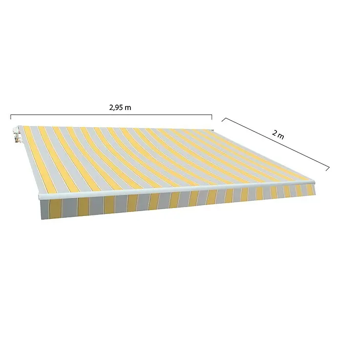 SmartSun Toldo de brazos extensibles Original Kit Poliéster - Amarillo / gris, Ancho: 3 m, Caída: 2 m - Toldo rayado amarillo y gris, de 2,95 m de ancho y 2 m de profundidad. Perfecto para días soleados en el jardín.