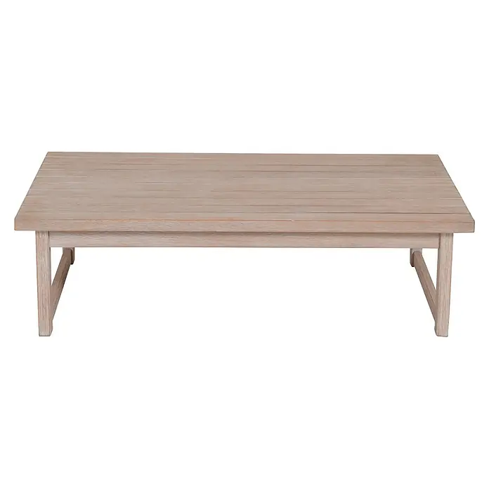 Garden Pleasure Loungemöbel-Set San Mateo - 4 -tlg., Eukalyptusholz, Kunststoffgeflecht, Polyester, Beige - Rechteckiger heller Holztisch für den Außenbereich mit Lattenplatte.