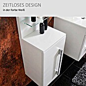 Camargue Stella Seitenschrank (32,5 x 30 x 151,6 cm, 3 Glasböden mit LED-Beleuchtung, Weiß)