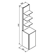 Camargue Stella Seitenschrank (32,5 x 30 x 151,6 cm, 3 Glasböden mit LED-Beleuchtung, Weiß)