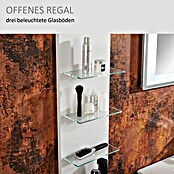 Camargue Stella Seitenschrank (32,5 x 30 x 151,6 cm, 3 Glasböden mit LED-Beleuchtung, Weiß)