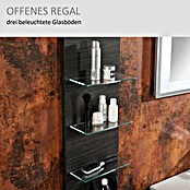 Camargue Stella Seitenschrank (32,5 x 30 x 151,6 cm, 3 Glasböden mit LED-Beleuchtung, Darkoak)