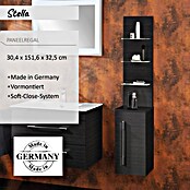 Camargue Stella Seitenschrank (32,5 x 30 x 151,6 cm, 3 Glasböden mit LED-Beleuchtung, Darkoak)