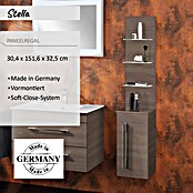 Camargue Stella Seitenschrank (32,5 x 30 x 151,6 cm, 3 Glasböden mit LED-Beleuchtung, Eiche Maron)