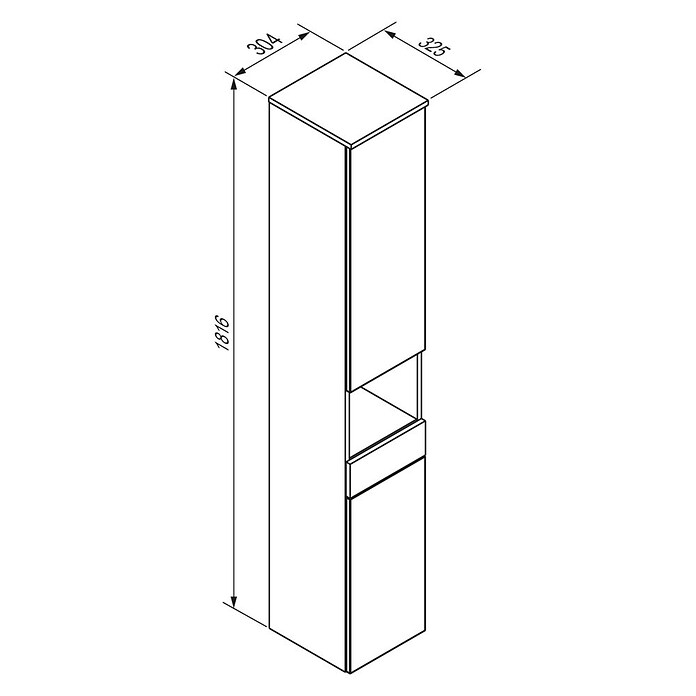 Camargue Star Hochschrank (30 x 30 x 181,6 cm, Grafit, Ausführung: Links)