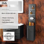 Camargue Stella Seitenschrank (32,5 x 30 x 151,6 cm, 3 Glasböden mit LED-Beleuchtung, Grafit)