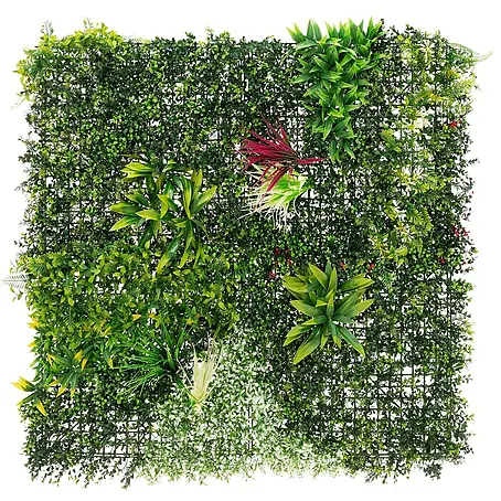 ECD Germany  Kunstpflanze 100x100cm Pflegeleichte Sichtschutz-Hecke Pflanzenmatte Tropical Glow