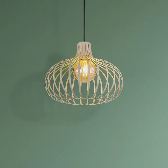Globo Pendelleuchte Mateo - 40 W, Ø x H: 40 cm x 1.500 mm, E27 - Helle, offene Pendelleuchte mit einer beleuchteten Filamentbirne.