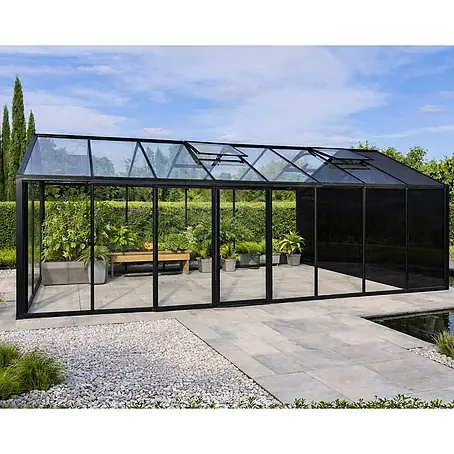 Bloomcabin  Gewächshaus Aluminium Klassik mit kleinem integrierten Stauraum