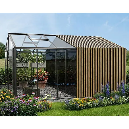 Bloomcabin  Gewächshaus Aluminium Klassik mit Accoya-Fusion und großem integrierten Stauraum