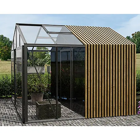 Bloomcabin  Gewächshaus Aluminium Klassik mit Accoya-Fusion und mittlerem integrierten Stauraum
