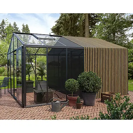 Bloomcabin  Gewächshaus Aluminium Klassik mit Accoya-Fusion und großem integrierten Stauraum