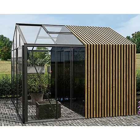 Bloomcabin  Gewächshaus Aluminium Klassik mit Accoya-Fusion und mittlerem integrierten Stauraum