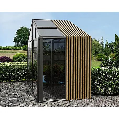 Bloomcabin  Gewächshaus Aluminium Klassik mit Accoya-Fusion und kleinem integrierten Stauraum