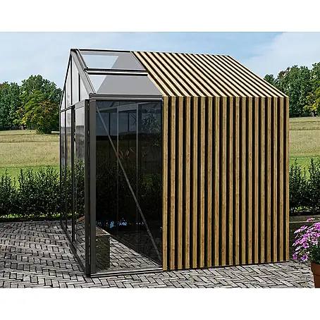 Bloomcabin  Gewächshaus Aluminium Klassik mit Accoya-Fusion und mittlerem integrierten Stauraum