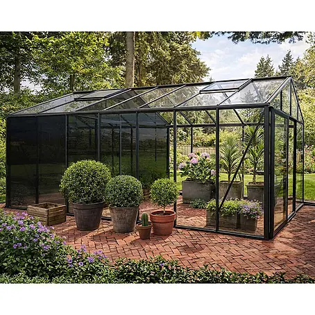 Bloomcabin  Gewächshaus Aluminium Klassik mit mittlerem integrierten Stauraum