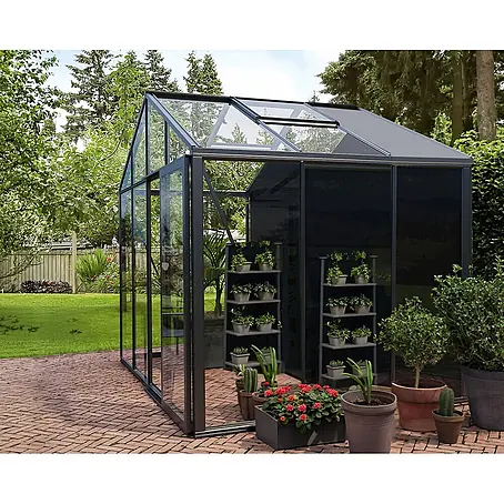 Bloomcabin  Gewächshaus Aluminium Klassik mit kleinem integrierten Stauraum