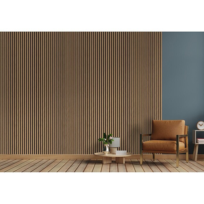 Akoestische panelen Acustico Eik Bruin Vilt (Natuur Eiken bruin vilt, l x b x d: 2.670 x 572,5 x 19 mm) | BAUHAUS