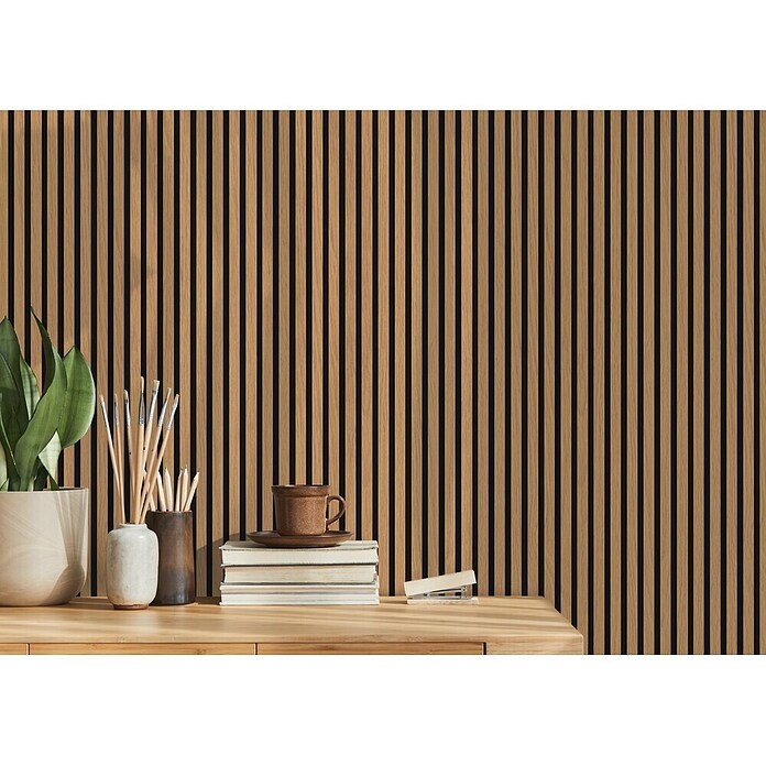 Akoestische panelen Acustico Eik Bruin Vilt (Natuur Eiken bruin vilt, l x b x d: 2.670 x 572,5 x 19 mm) | BAUHAUS