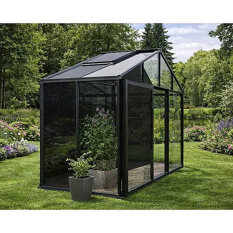 Bloomcabin  Gewächshaus Aluminium Klassik mit kleinem integrierten Stauraum