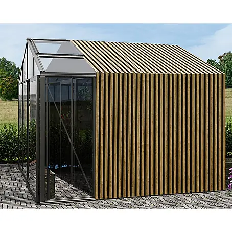 Bloomcabin  Gewächshaus Aluminium Klassik mit Accoya-Fusion und großem integrierten Stauraum
