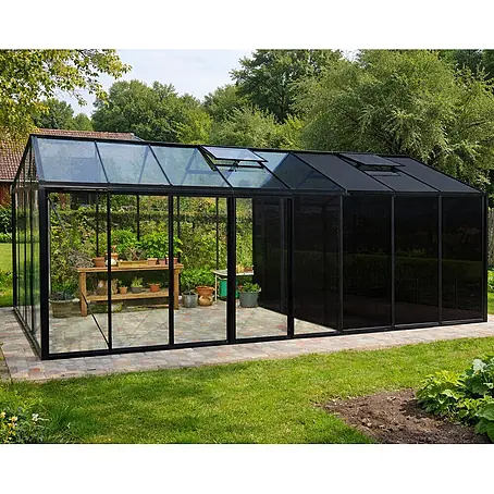 Bloomcabin  Gewächshaus Aluminium Klassik mit großem integrierten Stauraum