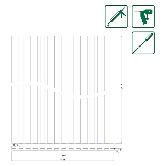 Akoestische panelen Acustico Walnoot Zwart Vilt (Walnoot Zwart vilt, l x b x d: 2.670 x 572,5 x 19 mm) | BAUHAUS