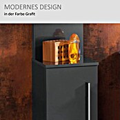 Camargue Stella Seitenschrank (32,5 x 30 x 151,6 cm, 3 Glasböden mit LED-Beleuchtung, Grafit)