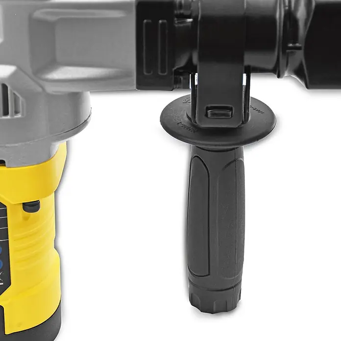 Bamato Abbruchhammer STH-155 - 1.300 W, 20 J, SDS-Max-Aufnahme - Graue und gelbe Schlagbohrmaschine mit schwarzem Zusatzhandgriff.