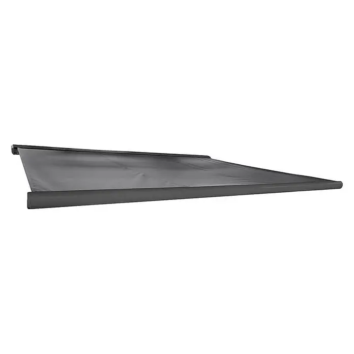 Home Deluxe LED-Vollkassettenmarkise ELOS - Anthrazit - 500 x 300 cm -  - Ausfahrbare graue Markise, teilweise ausgefahren.