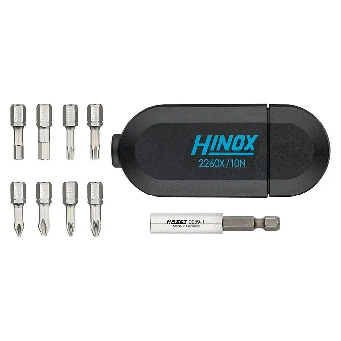 Hazet Bit-Set 2260X/10N - 9 -tlg. - HAZET 2260X/10N Bit-Satz mit verschiedenen Schraubendreher-Bits und magnetischem Bithalter, ideal für präzise Schraubarbeiten.