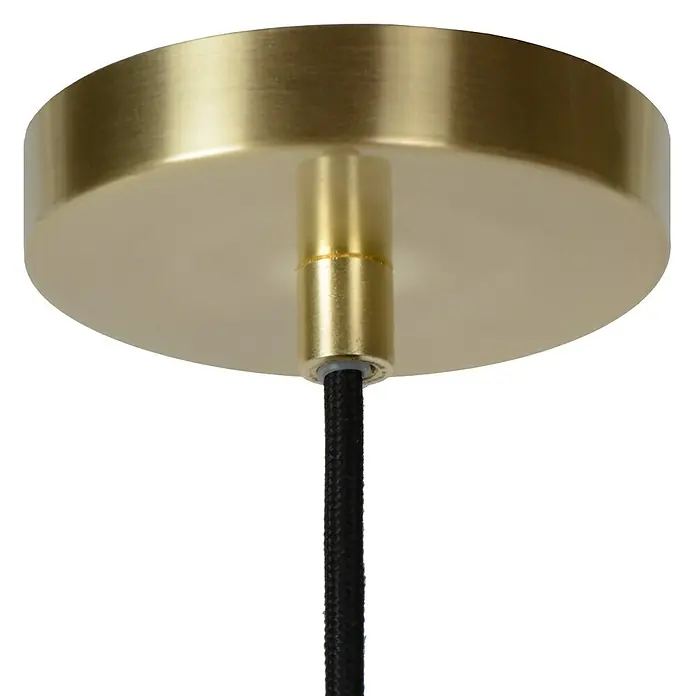Lucide Tycho Pendelleuchte - L x B x H: 25,5 x 25,5 x 150 cm, Gold - Goldfarbener Baldachin mit schwarzem Kabel für eine stilvolle Pendelleuchte.