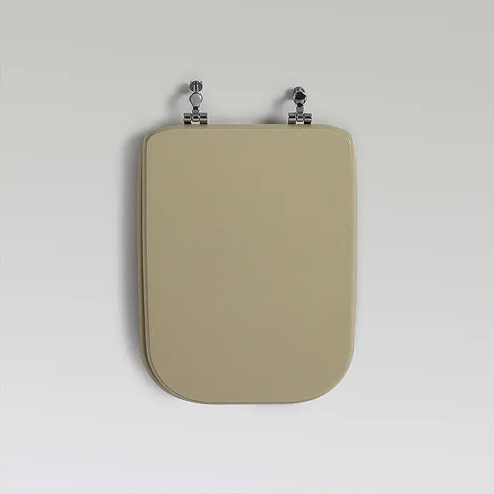 Kiamami Valentina WC-Sitz - Beige - Beiger Toilettensitz mit Chromscharnieren.