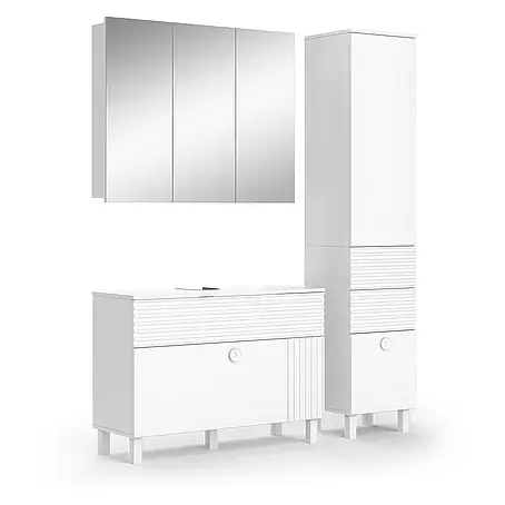 Vicco  Badmöbel-Set Sola Weiß 3 Teile, mit Hochschrank