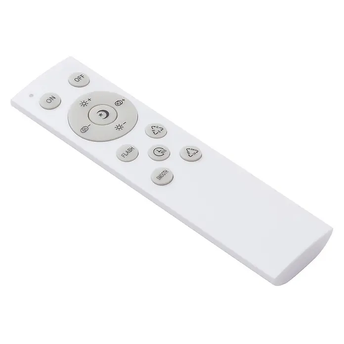Lindby Deckenleuchte Edenia - L x B x H: 51 x 51 x 6,5 cm, schwarz - Weiße Fernbedienung mit grauen Tasten zur Lichtanpassung, inkl. Helligkeit, Farbtemperatur und verschiedenen Modi.