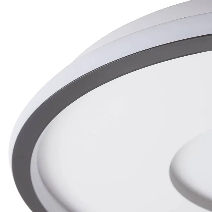 Lindby Deckenleuchte Edenia - L x B x H: 51 x 51 x 6,5 cm, schwarz - Moderne runde LED-Deckenleuchte mit weißem Diffusor und dunkelgrauem Rand.