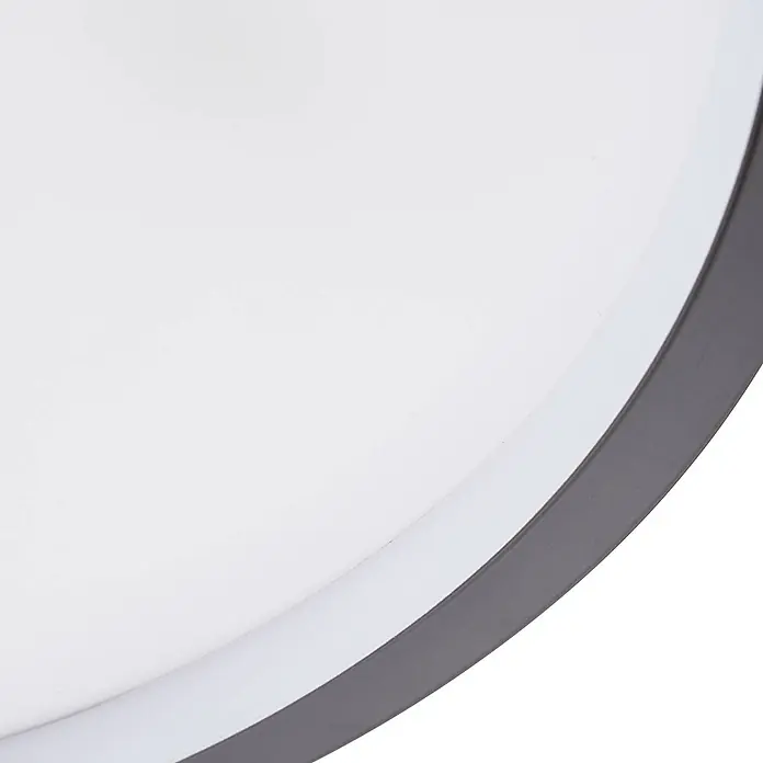 Lindby Deckenleuchte Edenia - L x B x H: 51 x 51 x 6,5 cm, schwarz - Runde Deckenleuchte mit weißem, transluzentem Diffusor und dunkelgrauem Rahmen.