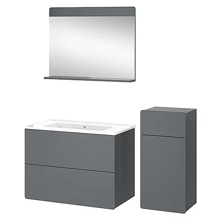 Vicco  Badmöbel-Set Izan Grau 4 Teile mit Midischrank