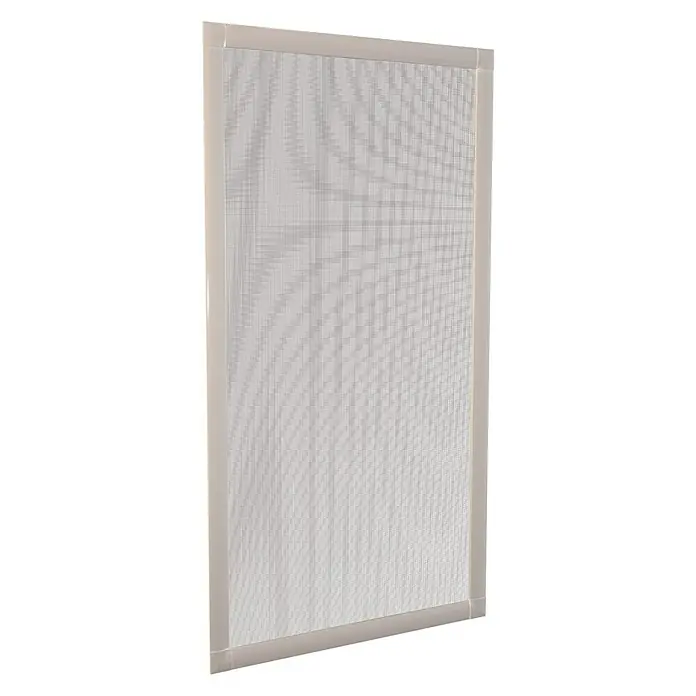 Mosquitera para ventana corredera - An x Al: 90 x 150 cm, Montaje de la mosquitera: Inserción, Color bastidor: Blanco - Primer plano de una mosquitera con un marco de color claro, ideal para evitar la entrada de insectos. La malla es fina y limpia.