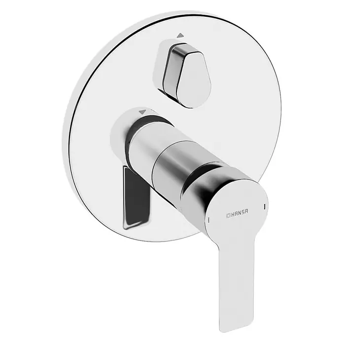 Hansa Ligna UP-Badewannenarmatur - Rund, Chrom, Glänzend - Nahaufnahme eines Hansa Unterputz-Einhebelmischers in Chrom für Dusche und Bad mit rundem Design.