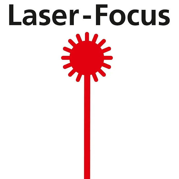 Laserliner Infrarot-Thermometer Pocket - Messbereich Temperatur: -40 °C - 400 °C - Schriftzug Laser-Focus und ein rotes, stilisiertes Laserstrahl-Symbol.