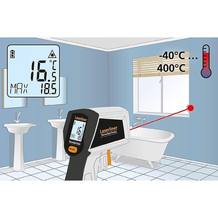 Laserliner Infraroodthermometer ThermoSpot Pocket (Meetbereik temperatuur: -40 °C - 400 °C) | BAUHAUS